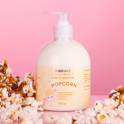 CREMA DE MANOS Y PIES GO NAILS POP CORN 500ML 