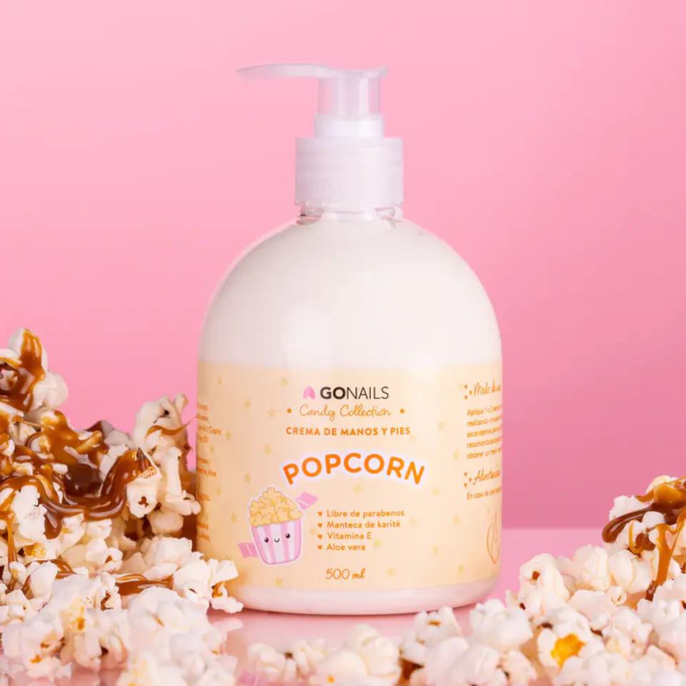 CREMA DE MANOS Y PIES GO NAILS POP CORN 500ML  1