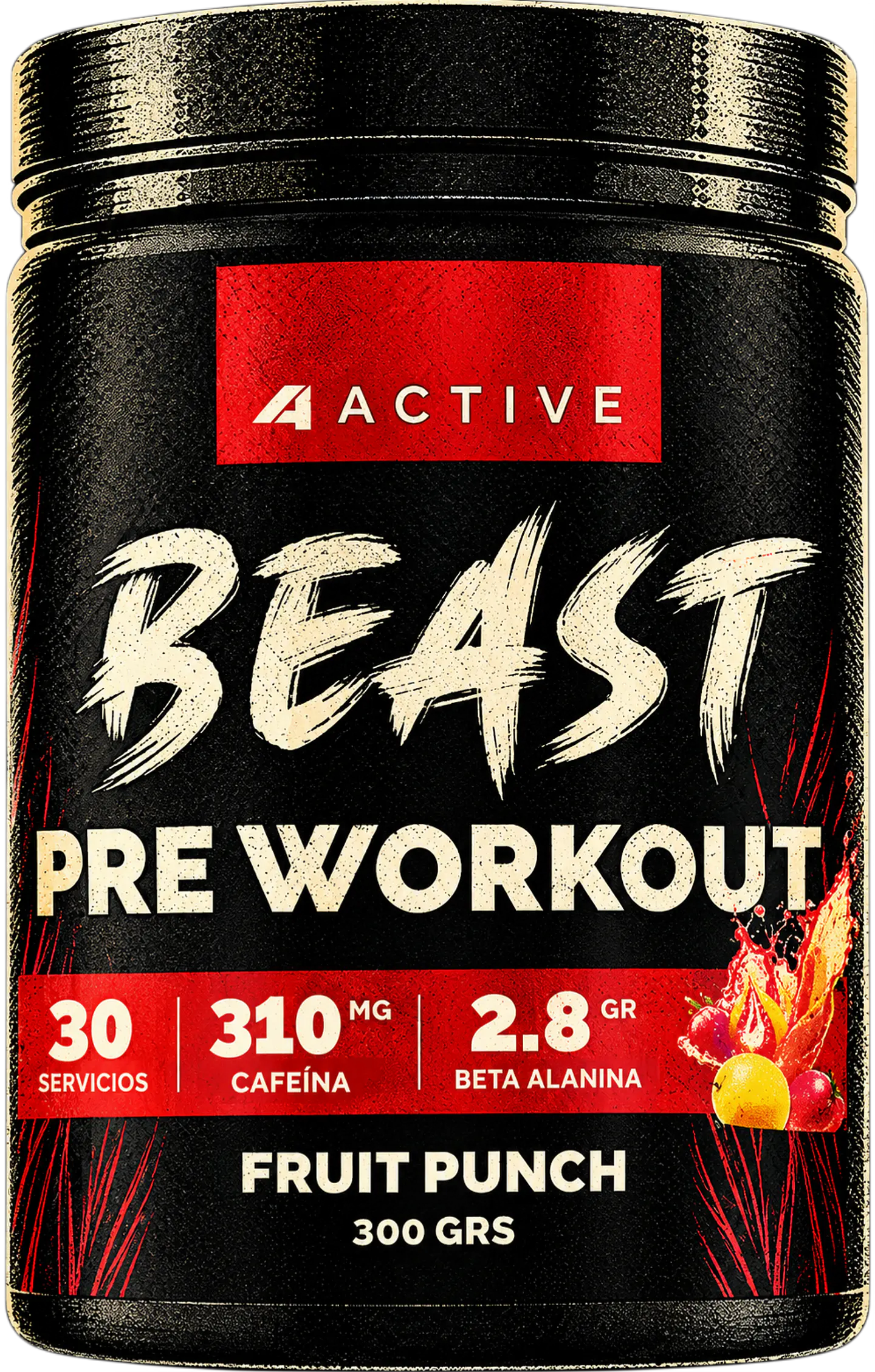 4ctive pre entreno Beast 300 gr fruit punch 1