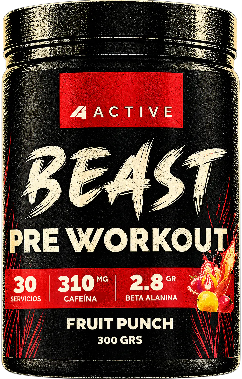 4ctive pre entreno Beast 300 gr fruit punch 1
