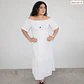 Vestido hombros descubiertos botón - Miniatura 4
