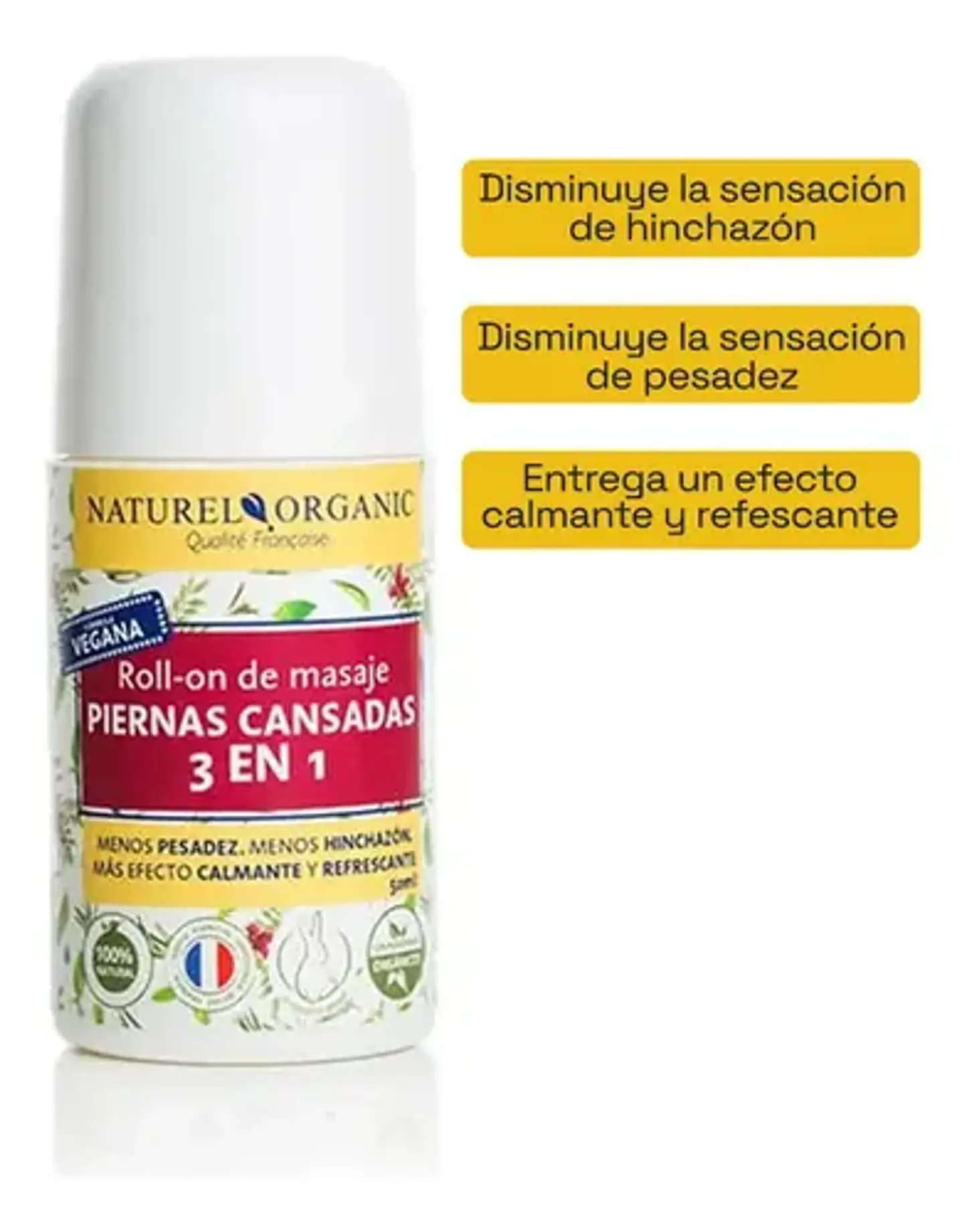 Roll On Masaje Piernas Cansadas 3 En 1 Naturel Organic 2