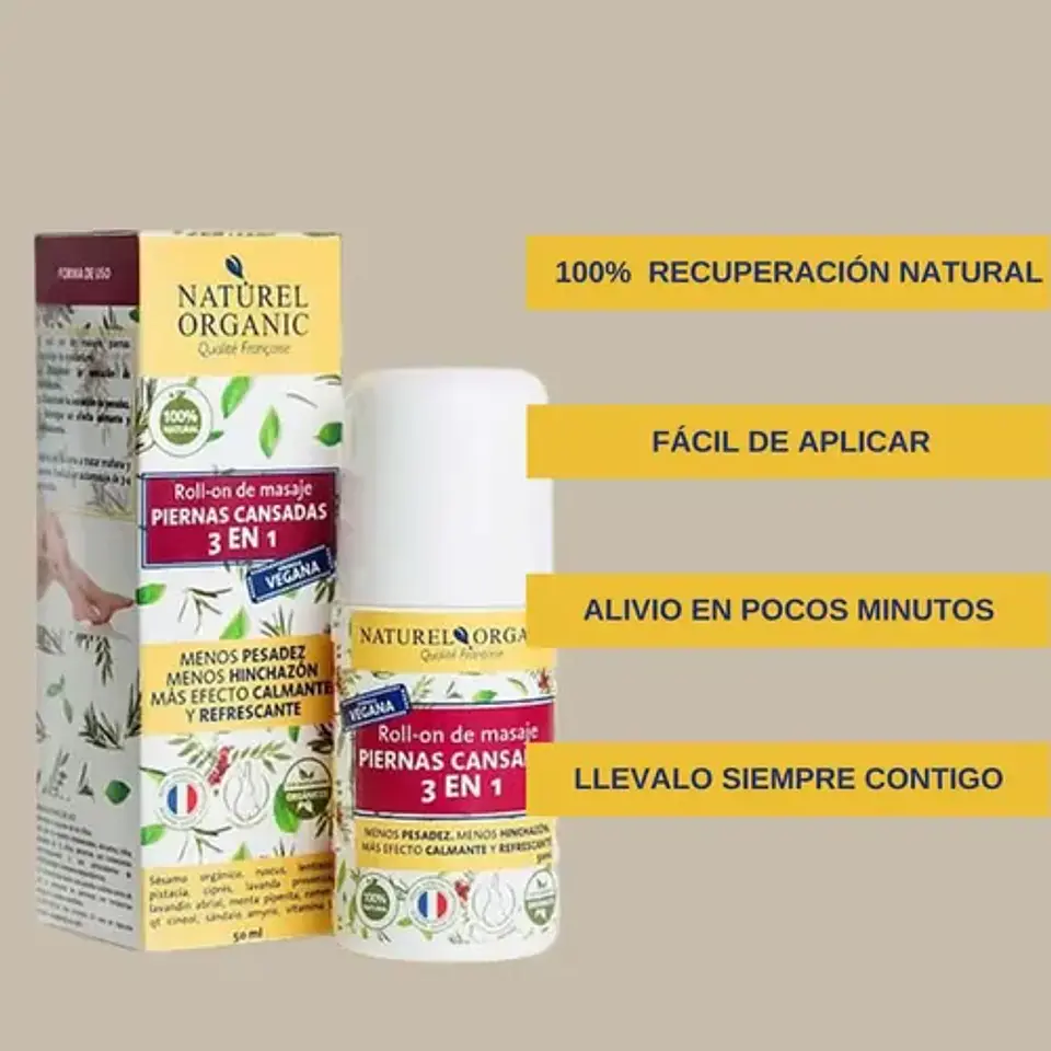 Roll On Masaje Piernas Cansadas 3 En 1 Naturel Organic 3