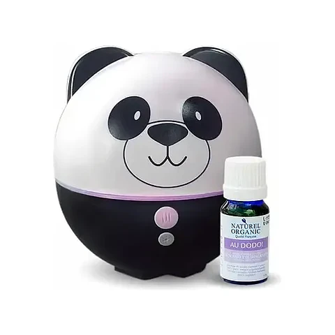 Humidificador Panda Con Voltaje Color Blanco Y Negro + Esencia Naturel Organic