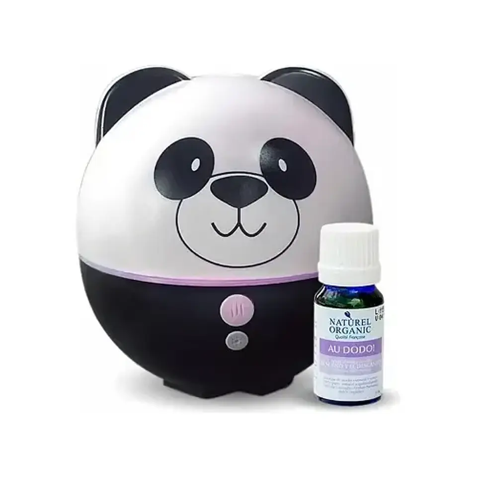 Humidificador Panda Con Voltaje Color Blanco Y Negro + Esencia Naturel Organic 1