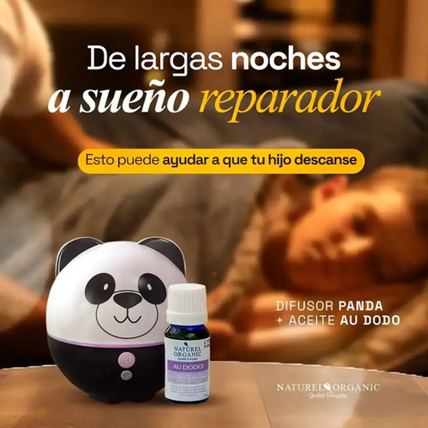 Humidificador Panda Con Voltaje Color Blanco Y Negro + Esencia Naturel Organic 3
