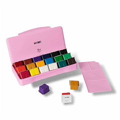 HIMI SET GOUACHE 18 COLORES / 30GR (ESTUCHE ROSADO) 