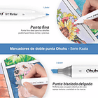 OHUHU 24 MARCADORES COLORES DE ALCOHOL + 1 BLENDER FINA&BISELADA DELGADO 4