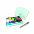HIMI SET GOUACHE 24 COLORES / 30GR INCLUYE 3 PINCELES (ESTUCHE VERDE)  1