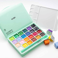 HIMI SET GOUACHE 24 COLORES / 30GR (INCLUYE PINCEL) VERDE