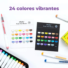 OHUHU 24 MARCADORES ACRÍLICOS PUNTA PINCEL