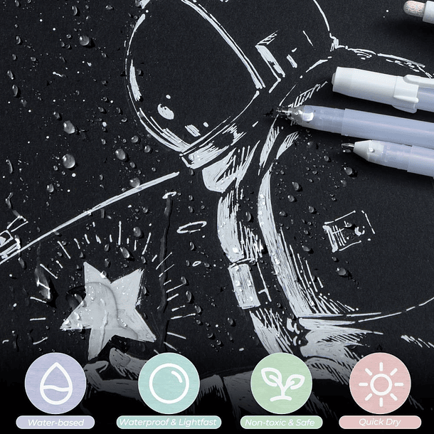 OHUHU GOLD SILVER WHITE GEL PENS 12 PACK 3