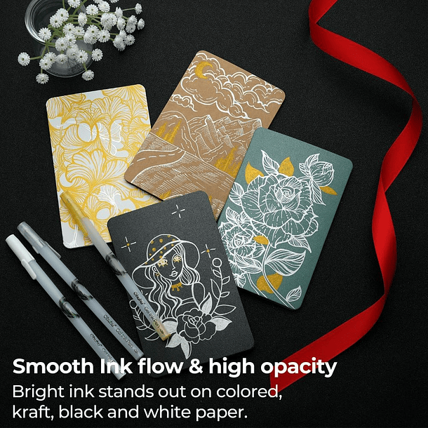 OHUHU GOLD SILVER WHITE GEL PENS 12 PACK 9