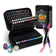 OHUHU 90 MARCADORES ACRÍLICOS PUNTA FINA Y REDONDA