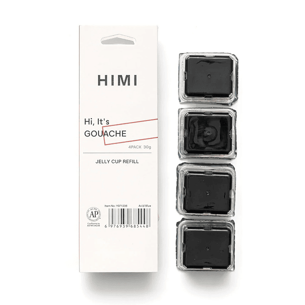 HIMI RECARGA GOUACHE 4 UNIDADES 30G NEGRO 
