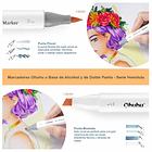 OHUHU 320 MARCADORES DE ALCOHOL + 1 BLENDER PINCEL BISELADA 3