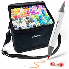 OHUHU 120 MARCADORES DE ALCOHOL + 1 BLENDER PINCEL FINA 1