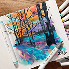 OHUHU 120 MARCADORES DE ALCOHOL + 1 BLENDER PINCEL FINA 3