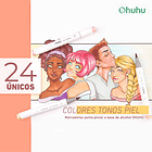 OHUHU 24 MARCADORES DE ALCOHOL TONOS PIEL + 1 BLENDER PINCEL Y FINA 4