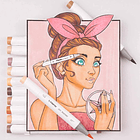 OHUHU 24 MARCADORES DE ALCOHOL TONOS PIEL + 1 BLENDER PINCEL Y FINA 10