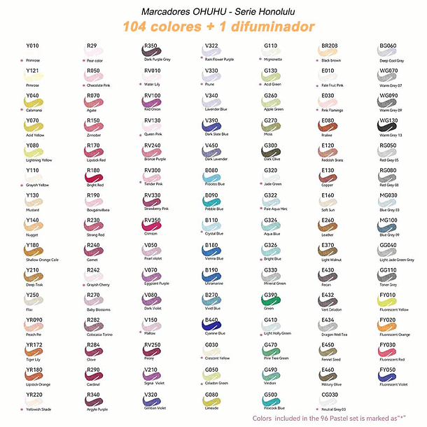 OHUHU 104 MARCADORES DE ALCOHOL + 1 BLENDER PINCEL Y BISELADA 2
