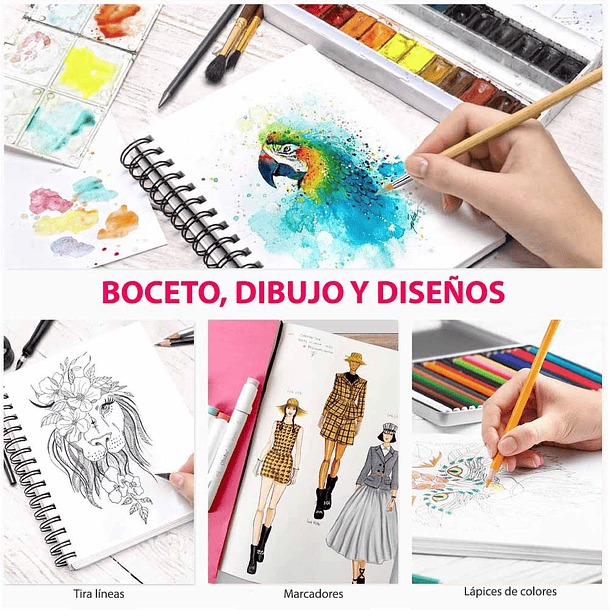 OHUHU BLOCK MIX MEDIA PAD PARA TÉCNICAS SECAS & HÚMEDAS (25 X 19 CM, 62 H) 4