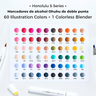 OHUHU 60 MARCADORES ARTÍSTICOS A BASE DE ALCOHOL SERIE HONOLULU S (PINCEL Y BISELADA SUAVE) 3