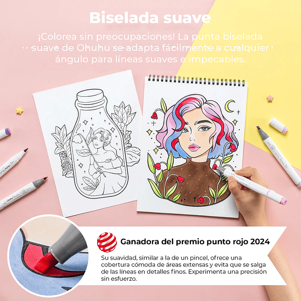 OHUHU 60 MARCADORES ARTÍSTICOS A BASE DE ALCOHOL SERIE HONOLULU S (PINCEL Y BISELADA SUAVE) 10
