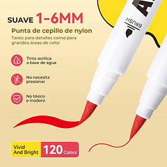 ARRTX MARCADORES DE ACRÍLICO 120 COLORES ANIME (PUNTA PINCEL)