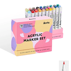ARRTX MARCADORES ACRÍLICOS DE 30 COLORES VIBRANTES (PUNTA PINCEL)