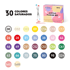 ARRTX MARCADORES ACRÍLICOS DE 30 COLORES VIBRANTES (PUNTA PINCEL) 4