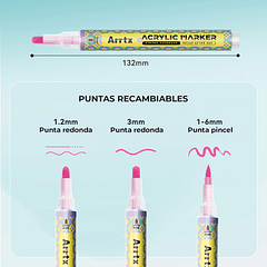 ARRTX MARCADORES ACRÍLICOS DE 72 COLORES (PUNTA REDONDA)