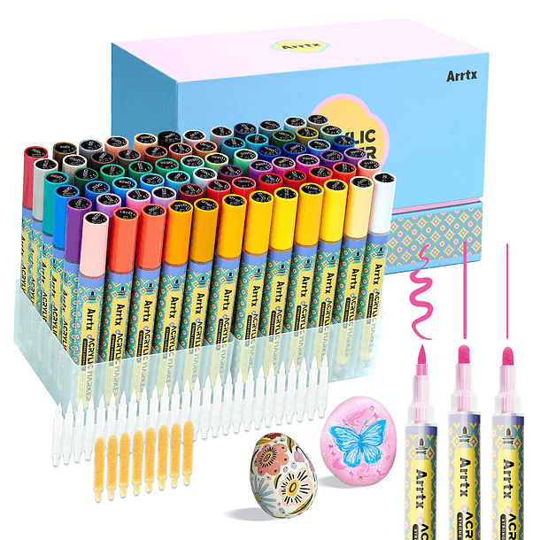ARRTX MARCADORES ACRÍLICOS DE 72 COLORES (PUNTA REDONDA) 5