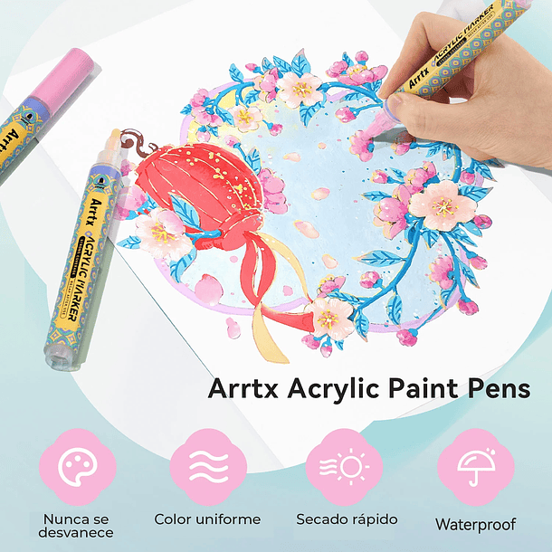 ARRTX MARCADORES ACRÍLICOS DE 72 COLORES (PUNTA REDONDA) 6