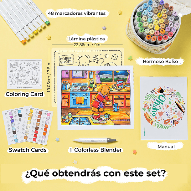 MARCADORES OHUHU 48 COLORES HONOLULU B (PINCEL Y PUNTA FINA) X BOBBIE GOODS 9