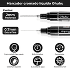 MARCADOR PERMANENTE CROMADO PLATEADO OHUHU DOBLE PUNTA 2