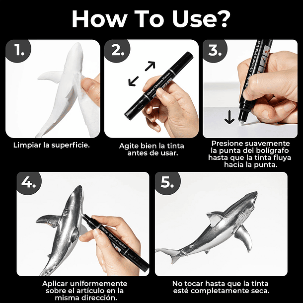 MARCADOR PERMANENTE CROMADO PLATEADO OHUHU DOBLE PUNTA 3