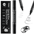 MARCADOR PERMANENTE CROMADO PLATEADO OHUHU DOBLE PUNTA 6