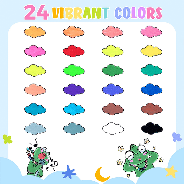 OHUHU 24 MARCADORES ACRÍLICOS LAVABLES PARA NIÑOS PUNTA BALA 5