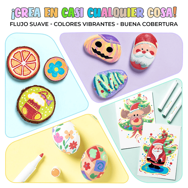 OHUHU 24 MARCADORES ACRÍLICOS LAVABLES PARA NIÑOS PUNTA BALA 7