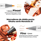 OHUHU 36 MARCADORES BASE ALCOHOL TONOS PIEL PINCEL & FINA 5