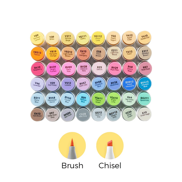 OHUHU 48 MARCADORES DE ALCOHOL TONOS MEDIOS + 1 BLENDER PINCEL Y BISELADA 1