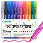 OHUHU MARCADORES GLITTER METÁLICOS CON PURPURINA PUNTA PINCEL 3MM 1