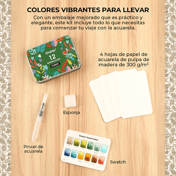 GRABIE CLUB BOX CAJA PARA COLOREAR CON ACUARELA DE TEMÁTICA BOSQUE  8
