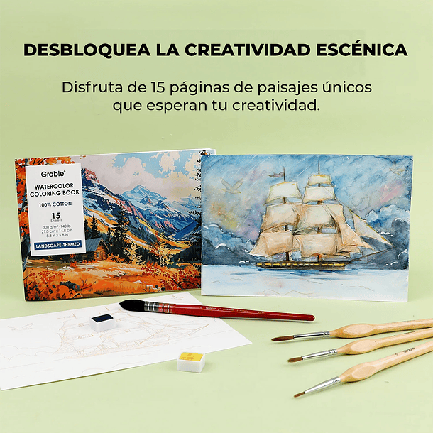 GRABIE CLUB BOX CAJA PARA COLOREAR CON ACUARELA DE TEMÁTICA PAISAJES  4