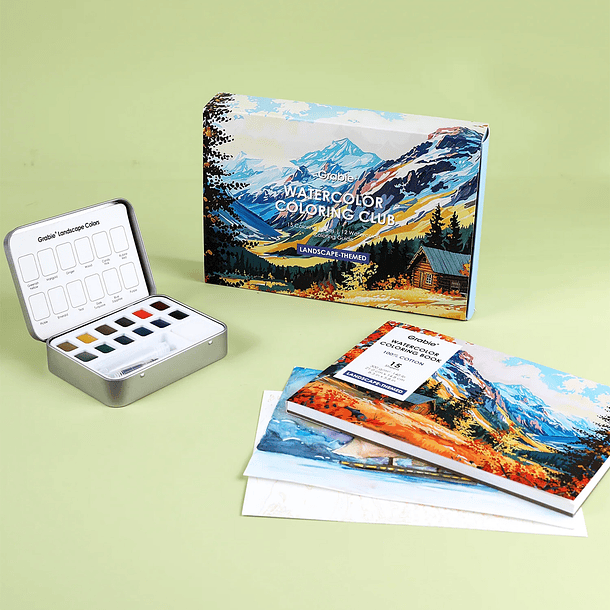 GRABIE CLUB BOX CAJA PARA COLOREAR CON ACUARELA DE TEMÁTICA PAISAJES  6