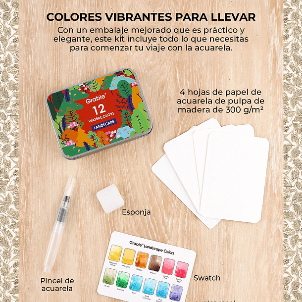 GRABIE CLUB BOX CAJA PARA COLOREAR CON ACUARELA DE TEMÁTICA PAISAJES  10