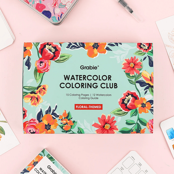 GRABIE CLUB BOX CAJA PARA COLOREAR CON ACUARELA DE TEMÁTICA FLORAL  11
