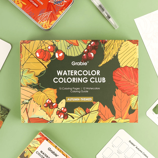 GRABIE CLUB BOX CAJA PARA COLOREAR CON ACUARELA DE TEMÁTICA OTOÑO  9