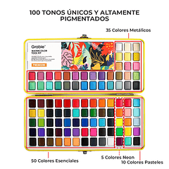 SET DE ACUARELAS PREMIUM TODO EN UNO DE 100 COLORES 